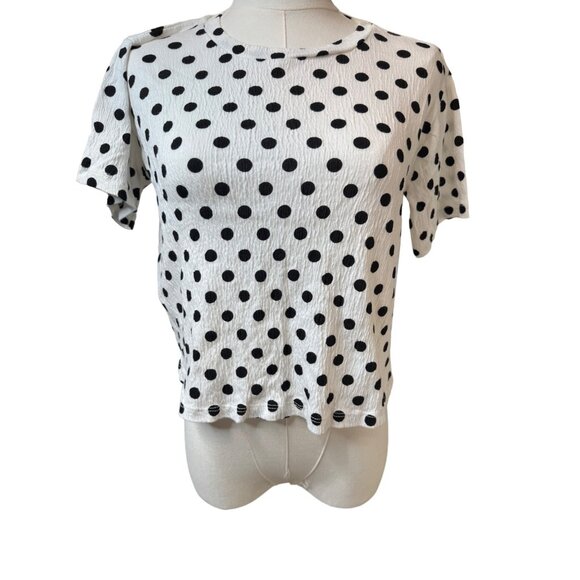 Zara Tops - ZARA Small Vintage Polka Dot Short Sleeve Top